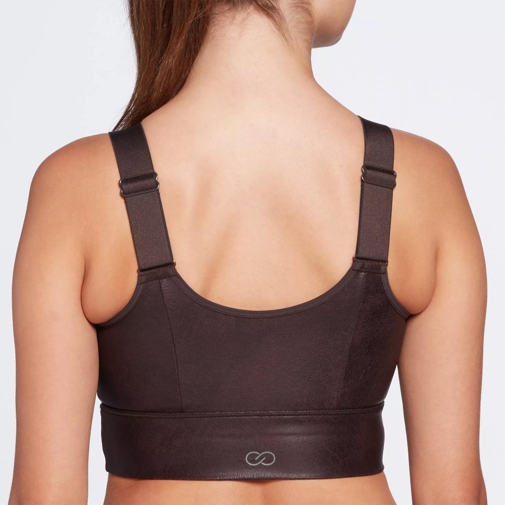 NWT CALIA Women's Sculpt Leather Seamed Long Line Bra - Picture 2 of 5